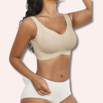 Sujetador sin aros ajustable de cuatro filas de color liso