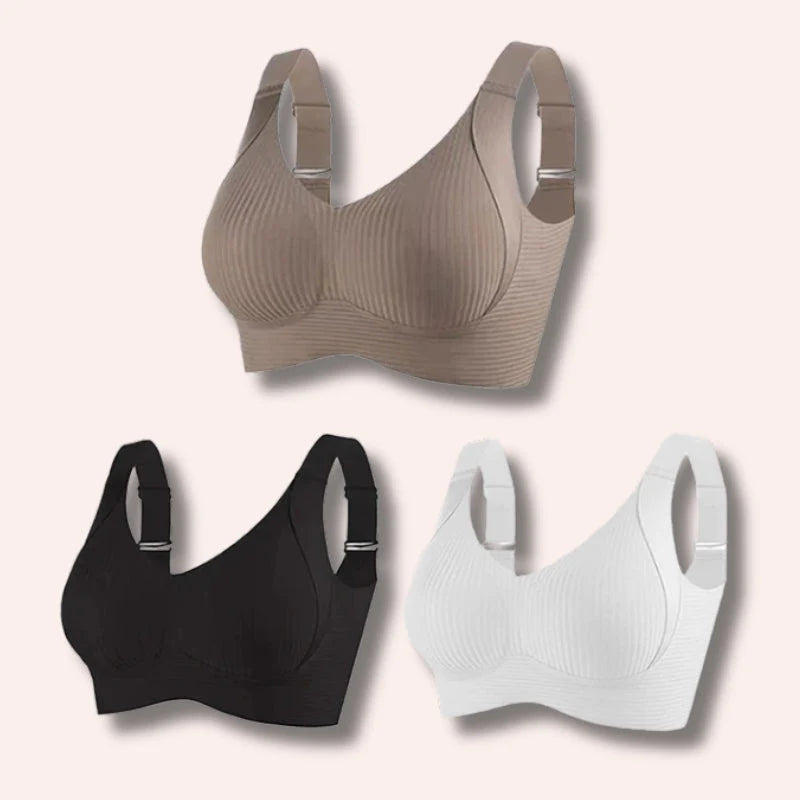 Sujetador sin aros ajustable de cuatro filas de color liso