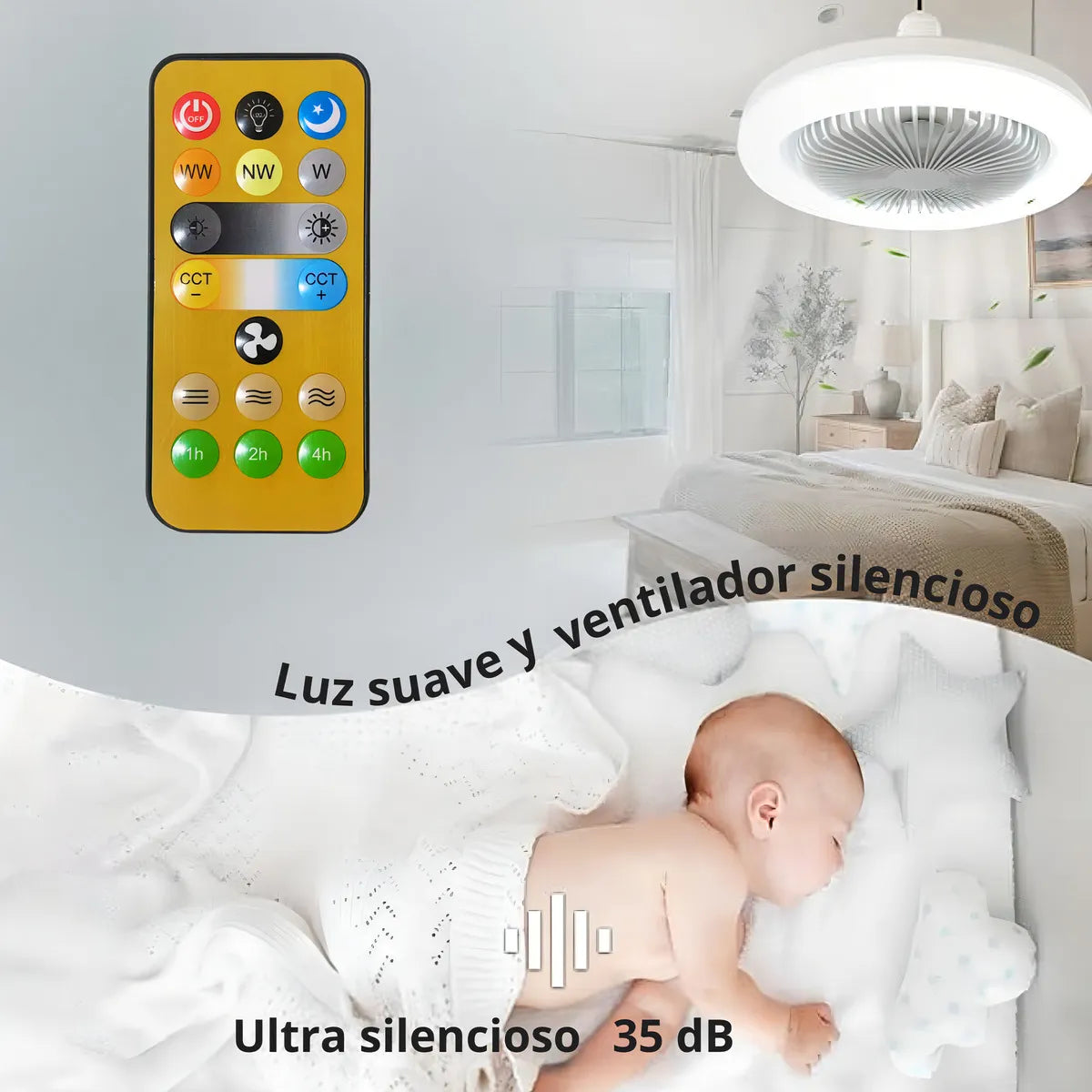Lámpara Ventilador "AeroLight" de Techo LED con Control Remoto